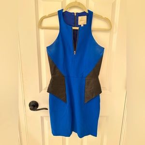 Mason designer real leather panels mini dress